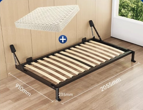 Wall-Mounted Folding Bed with Mattress, Eco-Friendly Wood Slats, Reinforced Double Steel Frame, and Silent Corner Bracing