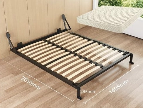 Wall-Mounted Folding Bed with Mattress, Eco-Friendly Wood Slats, Reinforced Double Steel Frame, and Silent Corner Bracing