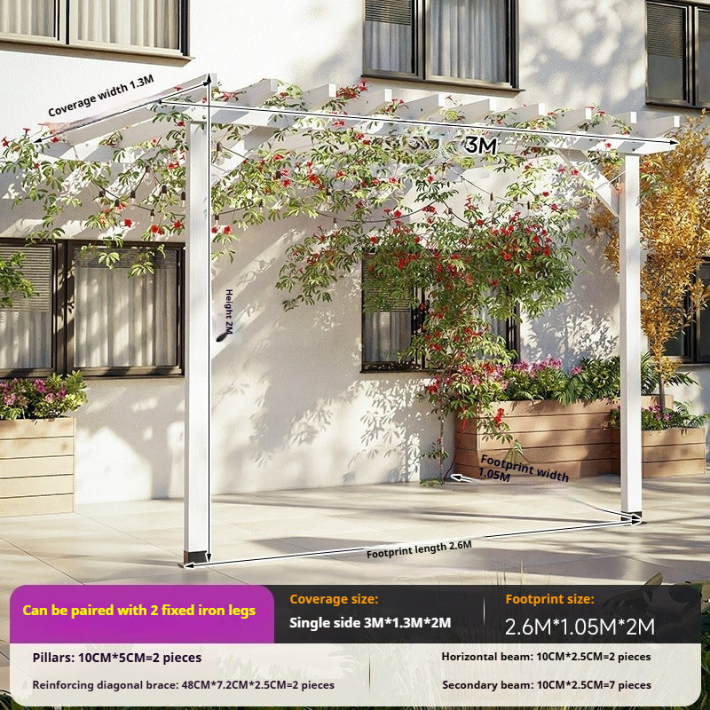 Outdoor Pergola & Trellis Pavilion in Treated Wood for Villa Garden & Courtyard Use