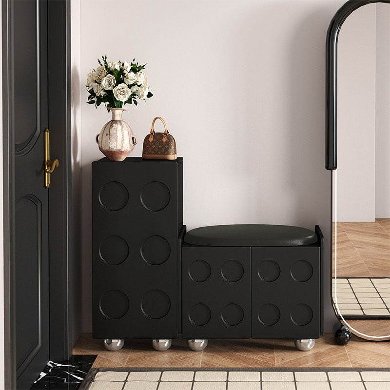 White Solid Wood Entryway Shoe Cabinet – Vintage Large-Capacity Storage Unit for Home Entrance