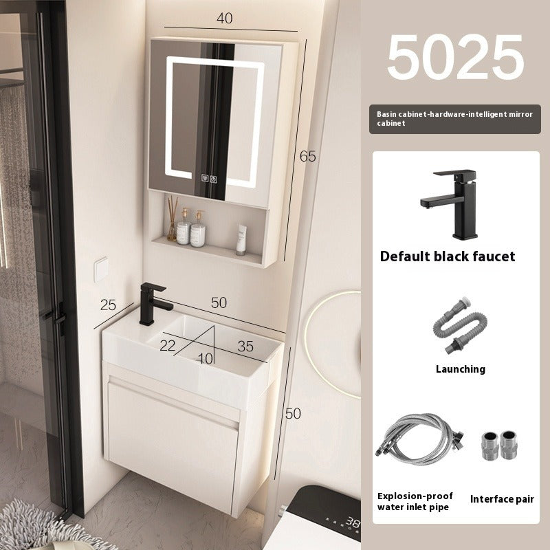 Ultra-Slim Space Aluminum Bathroom Vanity – 24cm Narrow Basin Cabinet Set for Small Bathrooms