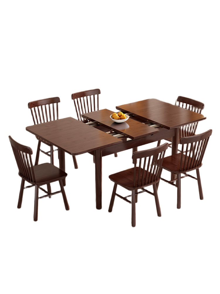 Solid Wood Foldable Dining Table Set in Walnut Finish for Small Modern Homes