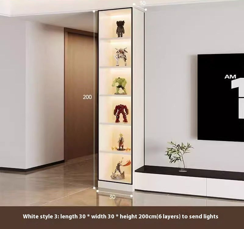 Custom Lighted Glass Door Display Cabinet – Modern Floor Wine & Collectibles Unit for Living Room