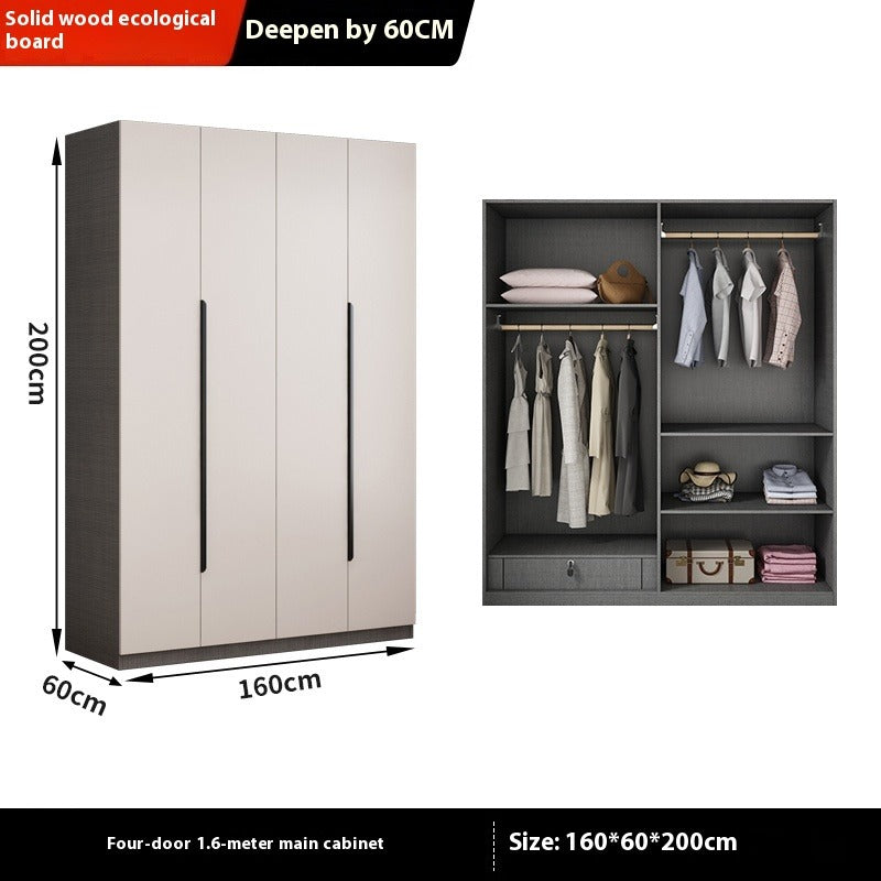 Solid Wood Wardrobe – Modern Eco-Board Closet for Small Bedroom Storage