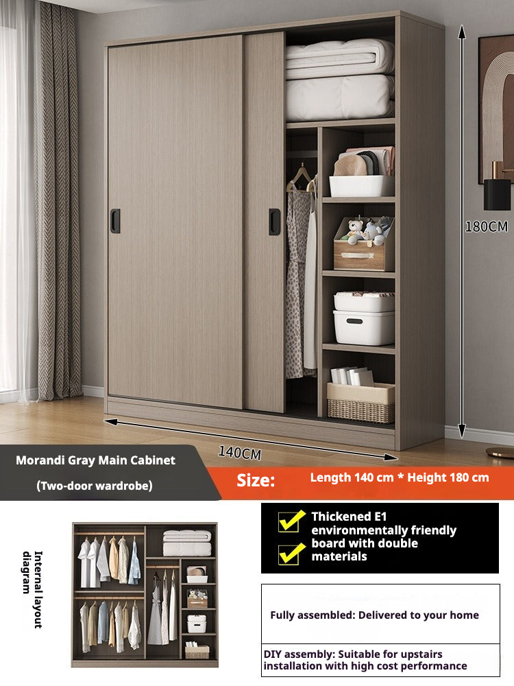 Sliding Door Wooden Wardrobe – Space-Saving Budget Closet for Small Bedrooms & Rental Homes