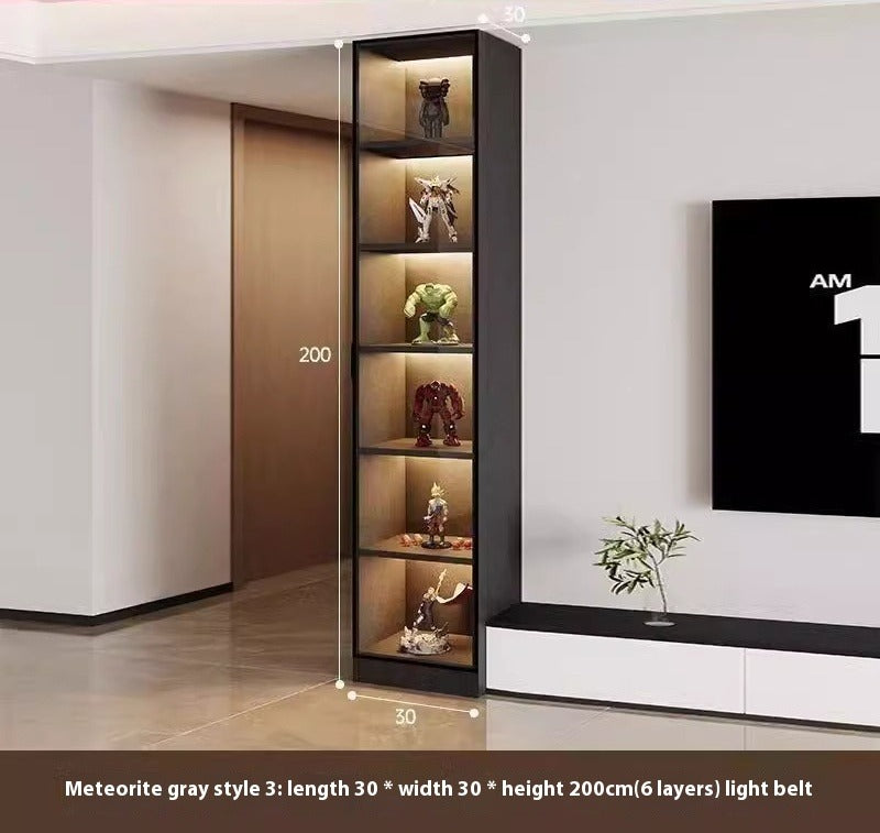 Custom Lighted Glass Door Display Cabinet – Modern Floor Wine & Collectibles Unit for Living Room