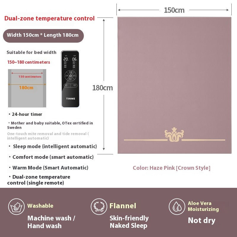 4-Zone Electric Blanket for Single or Double Bed with Adjustable Temperature & Safety Protection