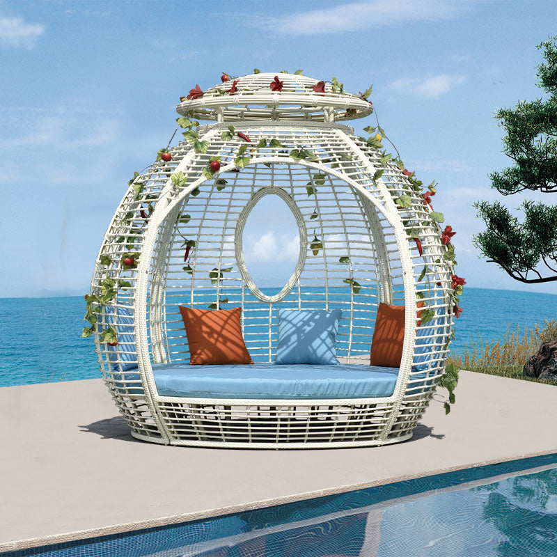 Outdoor Rattan Daybed Sofa – Waterproof Nest-Style Patio Furniture for Hotel, Terrace & Garden Use