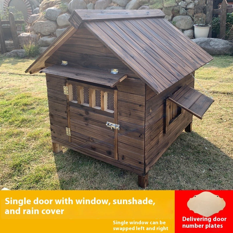 All-Season Wooden Outdoor Dog House – Waterproof Large Kennel for Big Dogs with Weather Protection