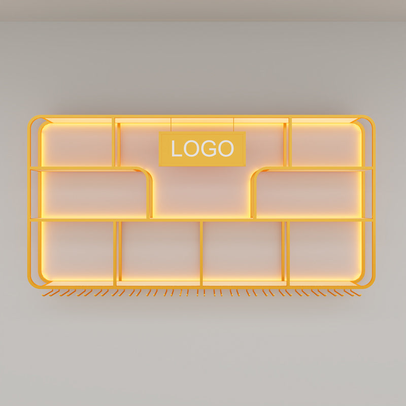 Wall-Mounted LED Wine Rack – Gold Light Display Shelf for Bars, Restaurants & Billiard Halls