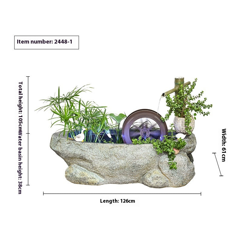 Rustic Garden Rockery Fountain with Fish Pond for Courtyard, Terrace & Balcony Decoration