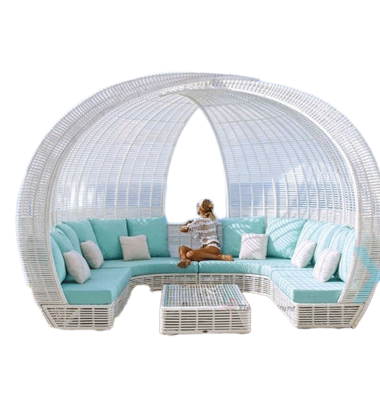 Outdoor Rattan Daybed Sofa – Waterproof Nest-Style Patio Furniture for Hotel, Terrace & Garden Use