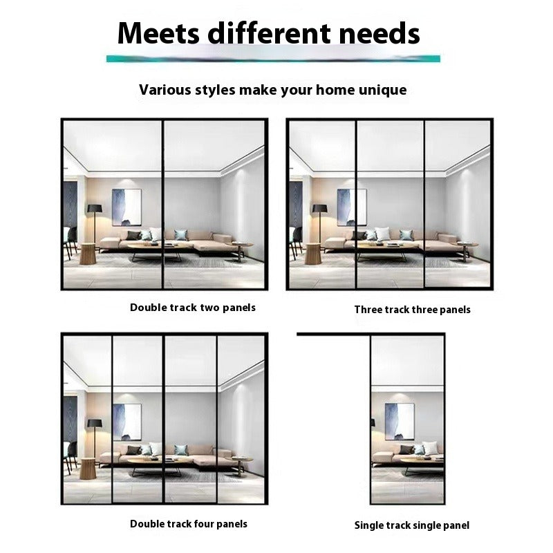 Perfect System 3-Panel Sliding Door – Frameless Aluminum Glass Partition for Kitchen, Balcony, or Bedroom