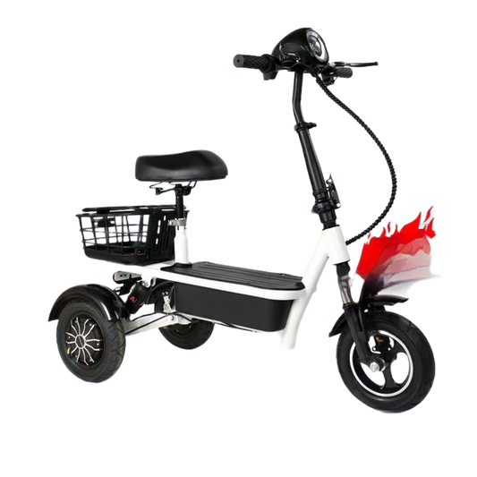 Compact 2-Seater Electric Trike E-Bike with 350W Motor, Lithium Battery, and Foldable Design - New