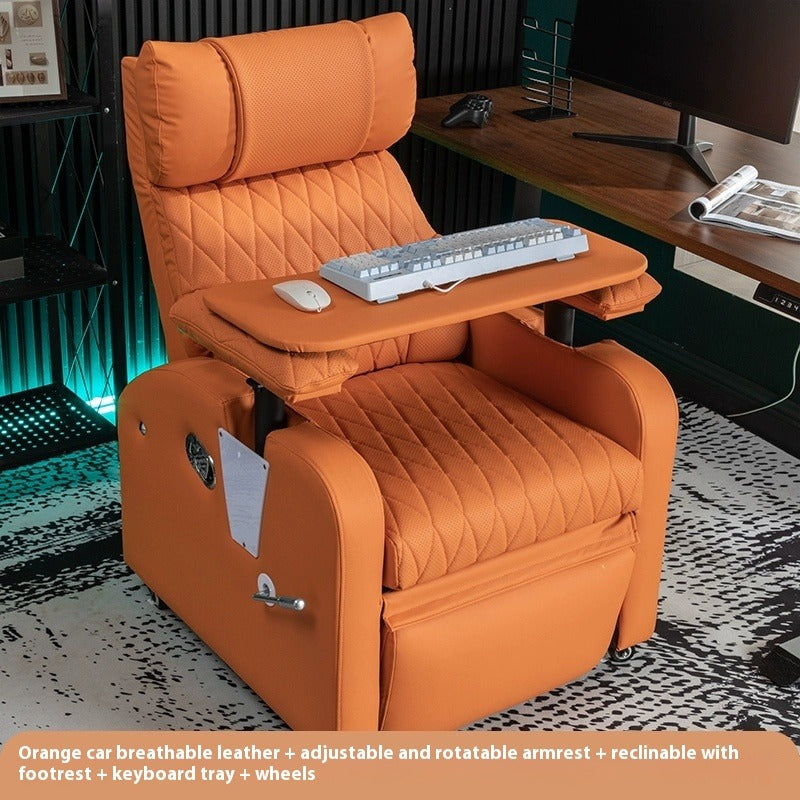 Breathable Gaming Recliner Chair with Armrest, Swivel Wheels, Keyboard Tray & Adjustable Back