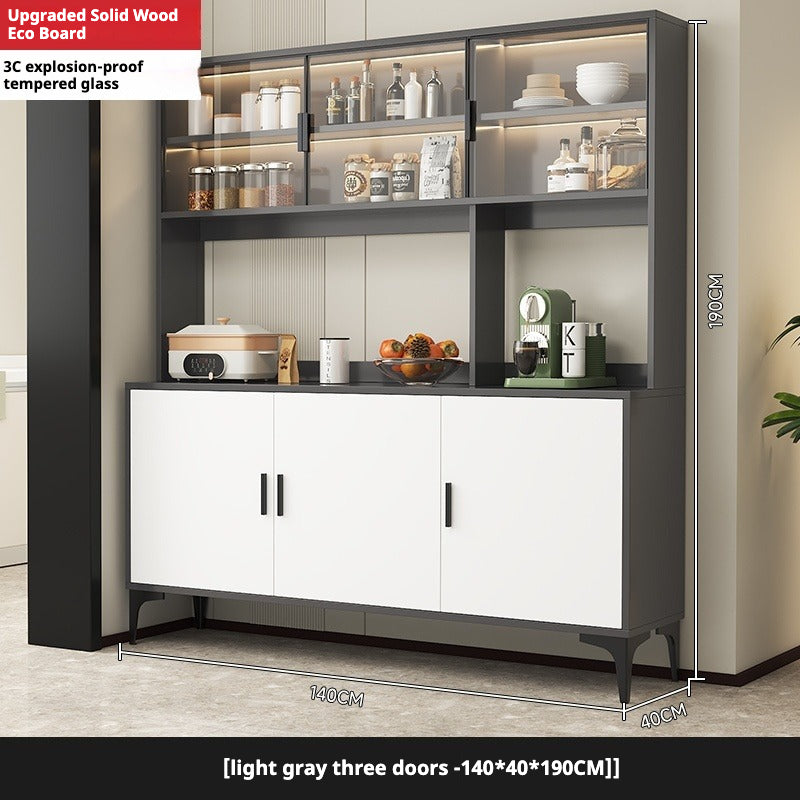 Solid Wood Sideboard Cabinet – All-in-One Wall-Mounted Tea & Storage Unit for Living Room or Kitchen