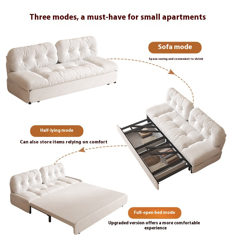 Cloud Sofa Bed with Pull-Out Storage for Small Living Rooms & Tatami Spaces