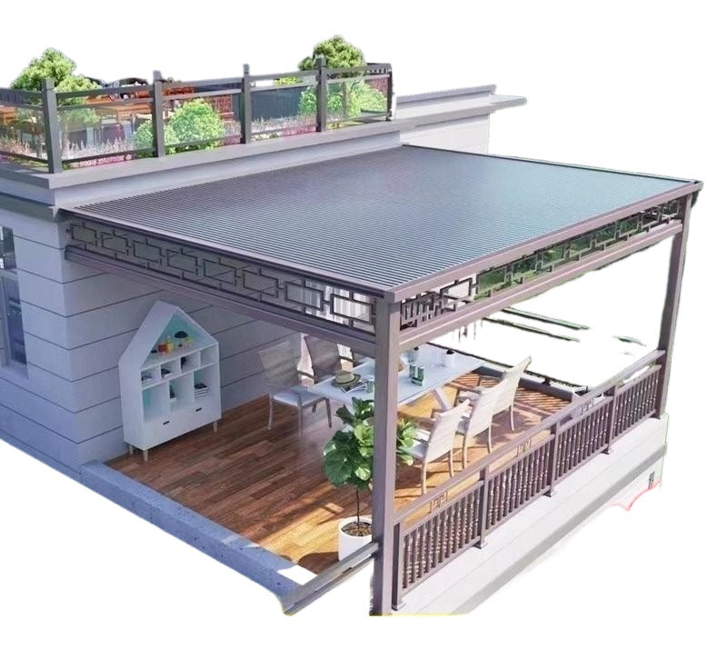 Aluminum Louver Roof Canopy with Heat-Insulating Panels for Villa Patio & Gazebo Use