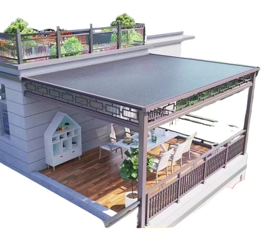 Aluminum Louver Roof Canopy with Heat-Insulating Panels for Villa Patio & Gazebo Use