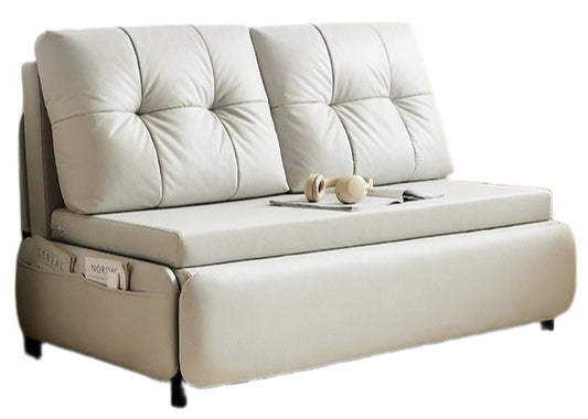 Eco-Leather Convertible Sofa Bed with Adjustable Headrest and Foldable Design