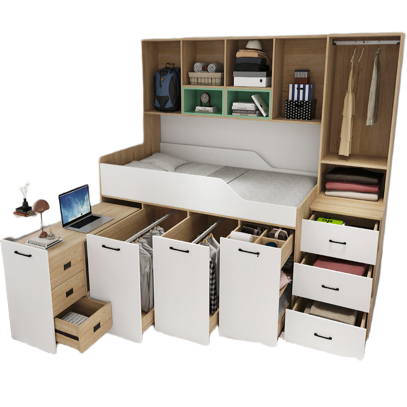 Elegant Kids Bedroom Set with Solid Wood Bed, Wardrobe, and Desk - New
