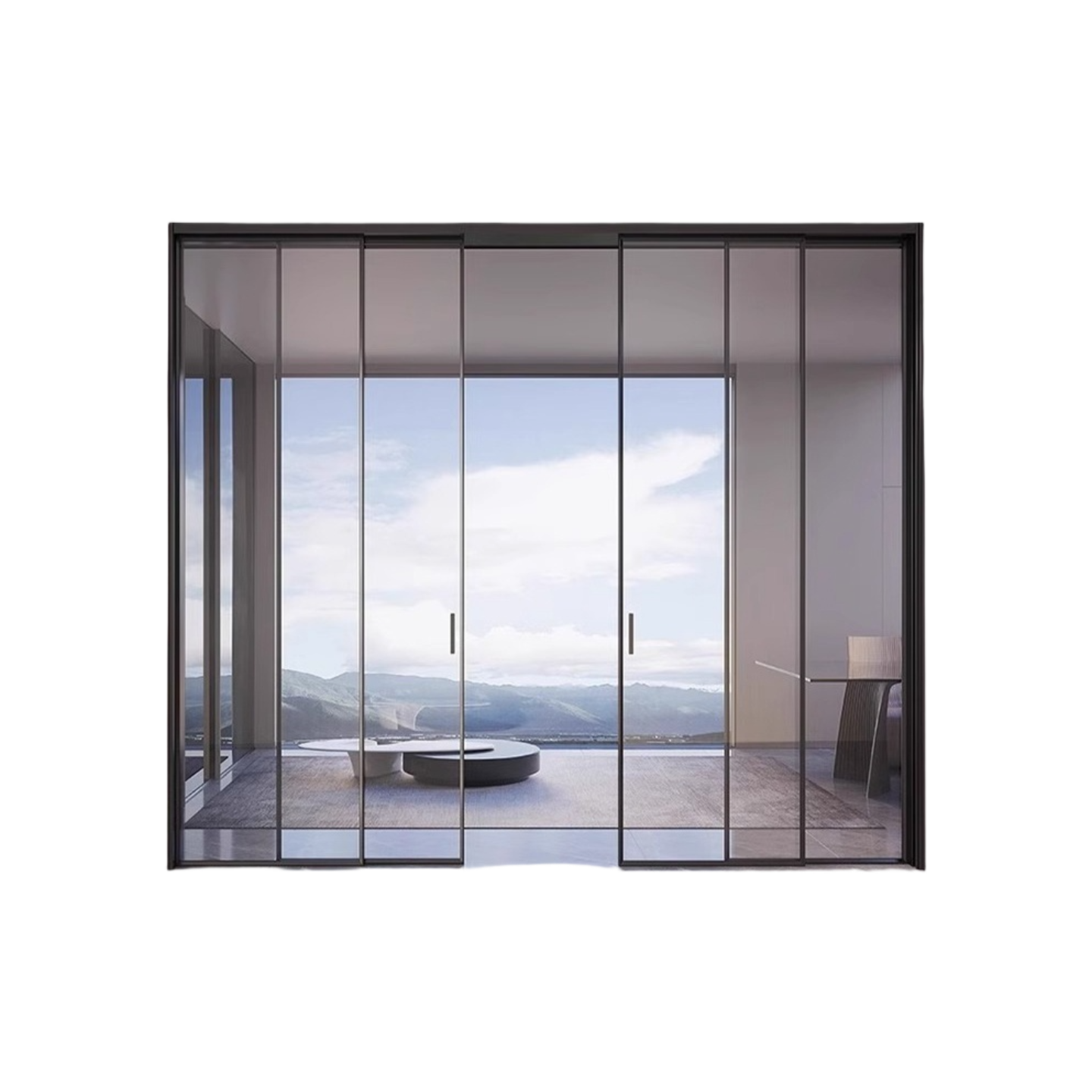 Sliding Glass Door – Triple Hidden Top-Hung Track Partition for Kitchen, Balcony, Living Room & Bathroom