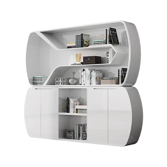 Custom White Lacquer Office Cabinet – Modern Display & Storage Unit for Files and Background Wall