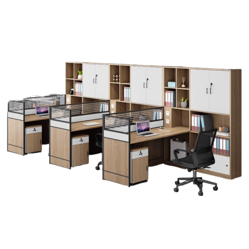 Office Desk & Chair Workstation Set with Storage Cabinet for 2/4-Person HR & Finance Teams