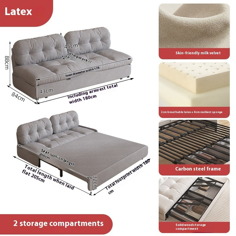 Cloud Sofa Bed with Pull-Out Storage for Small Living Rooms & Tatami Spaces