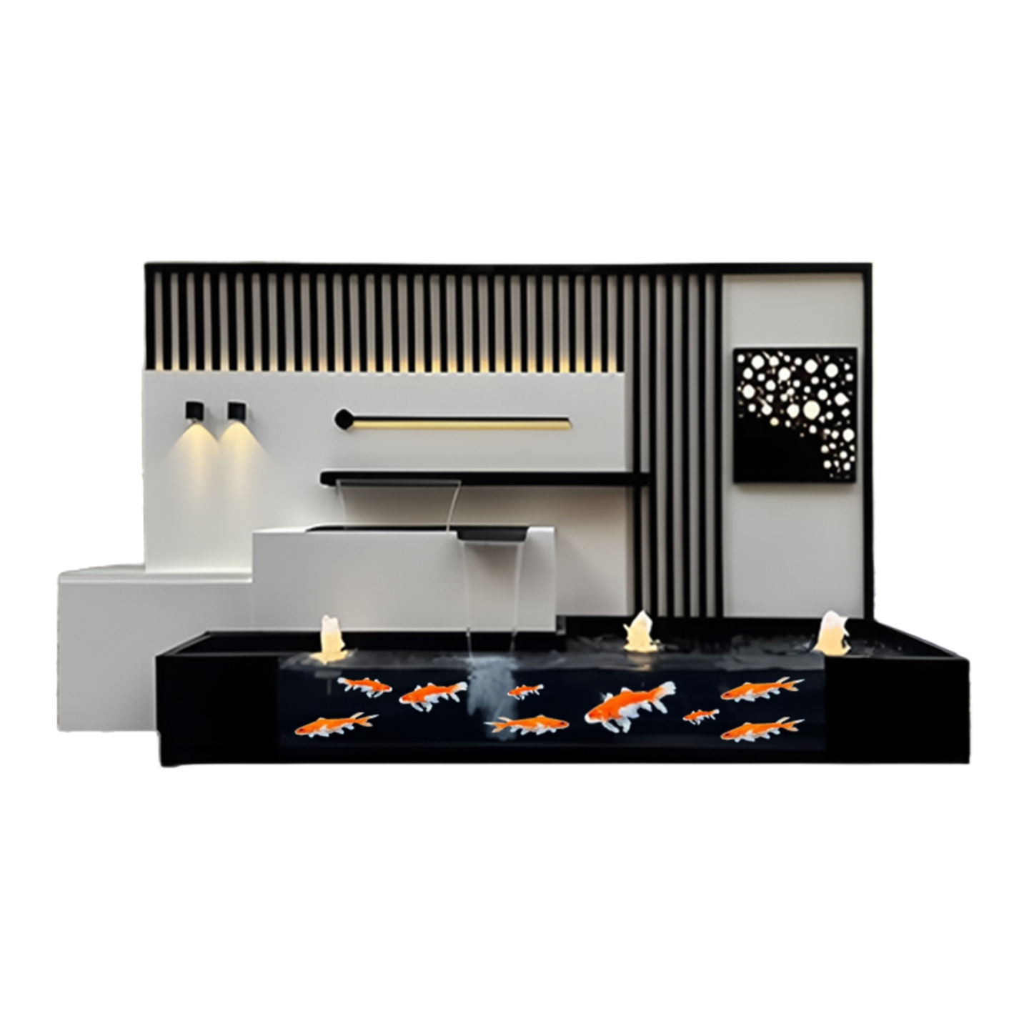 Stainless Steel Waterfall Wall Fountain with Pool for Villa Garden, Courtyard & Balcony Decor