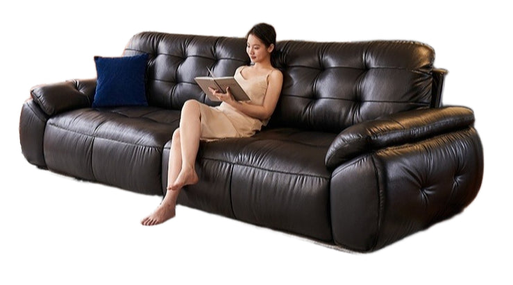 Luxury Faux Leather Corner Sofa Bed with Multi-Position Design