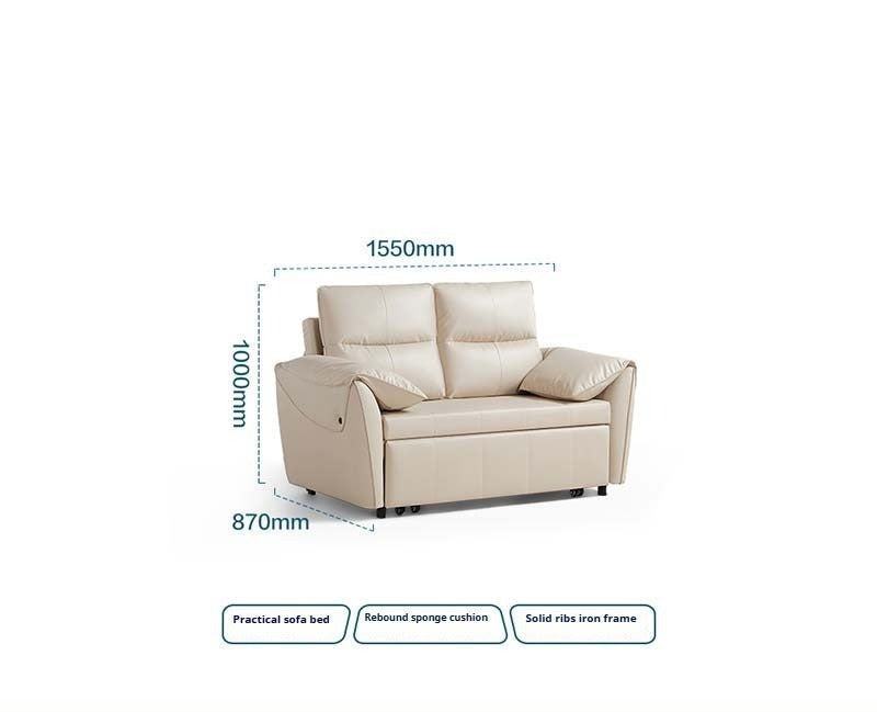 Eco-Leather Convertible Sofa Bed with Adjustable Headrest and Foldable Design