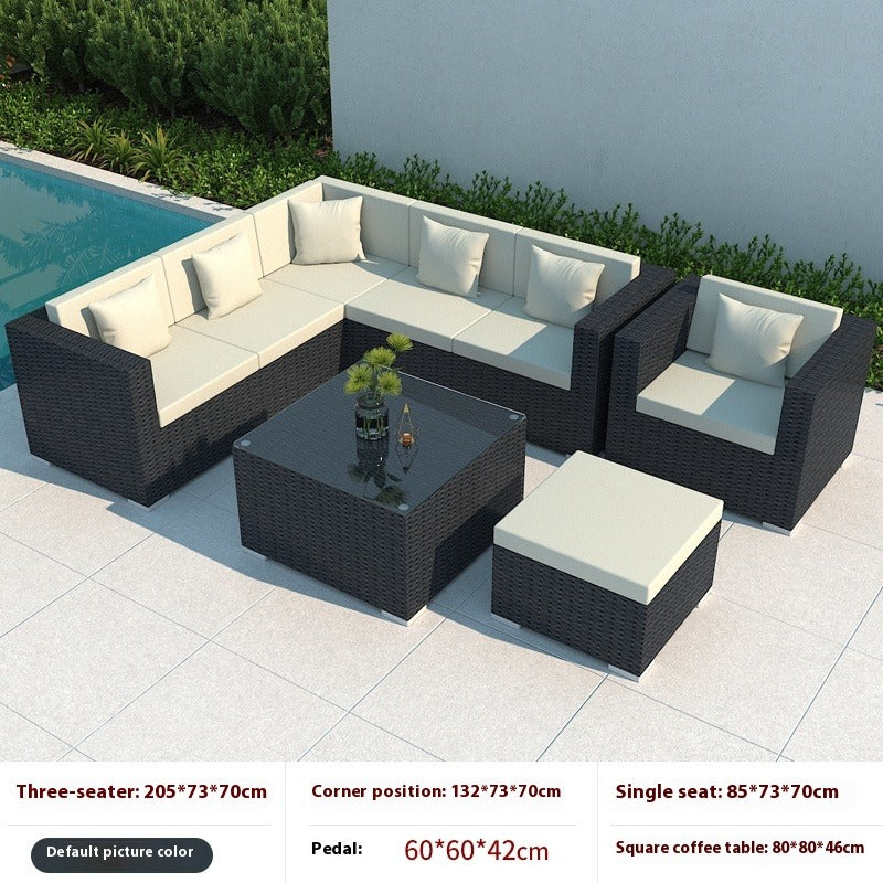 Outdoor Rattan Sofa Set 3-Seater Waterproof Lounge for Patio, Garden & Balcony