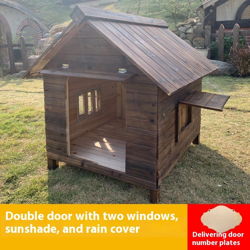 All-Season Wooden Outdoor Dog House – Waterproof Large Kennel for Big Dogs with Weather Protection