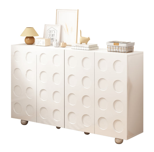 White Solid Wood Entryway Shoe Cabinet – Vintage Large-Capacity Storage Unit for Home Entrance