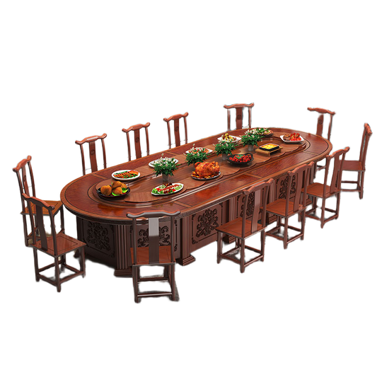 Electric Rectangular Dining Table with Auto Rotating Tray for Chinese Cuisine