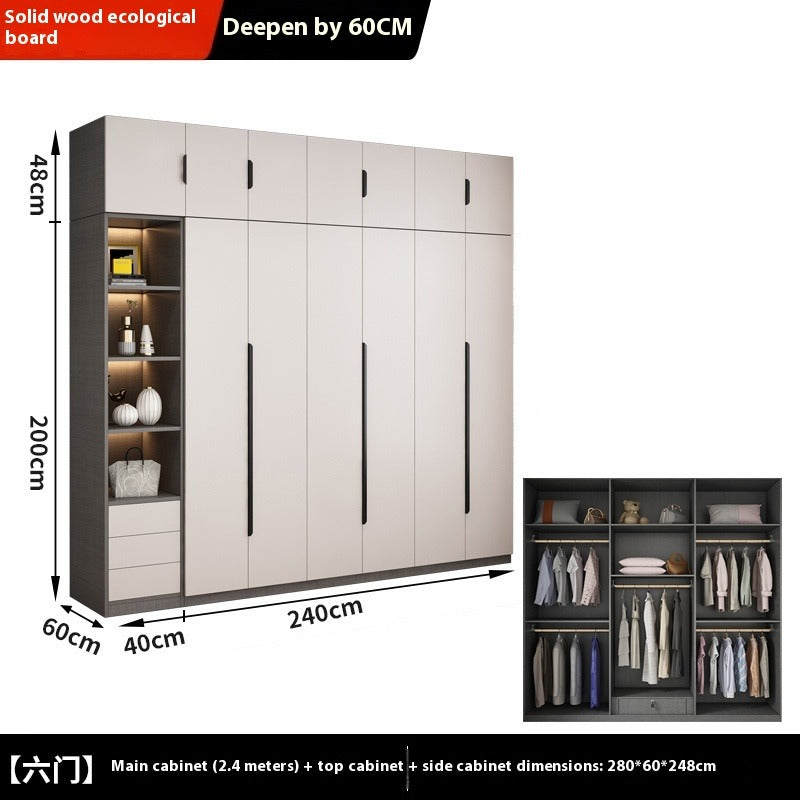 Solid Wood Wardrobe – Modern Eco-Board Closet for Small Bedroom Storage