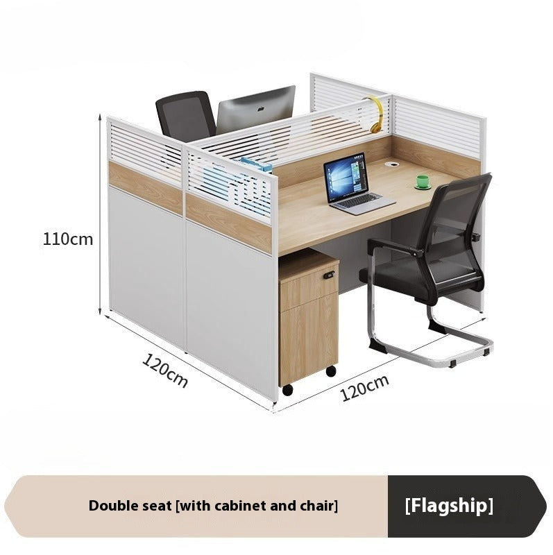 Cross-Shaped Office Workstation with Partition Panels & Desk Chair Set for Multiple Employees