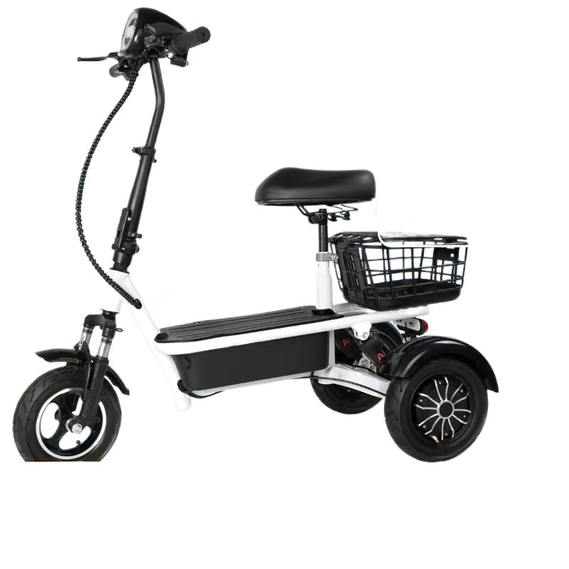 Compact 2-Seater Electric Trike E-Bike with 350W Motor, Lithium Battery, and Foldable Design - New