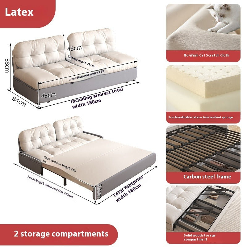 Cloud Sofa Bed with Pull-Out Storage for Small Living Rooms & Tatami Spaces