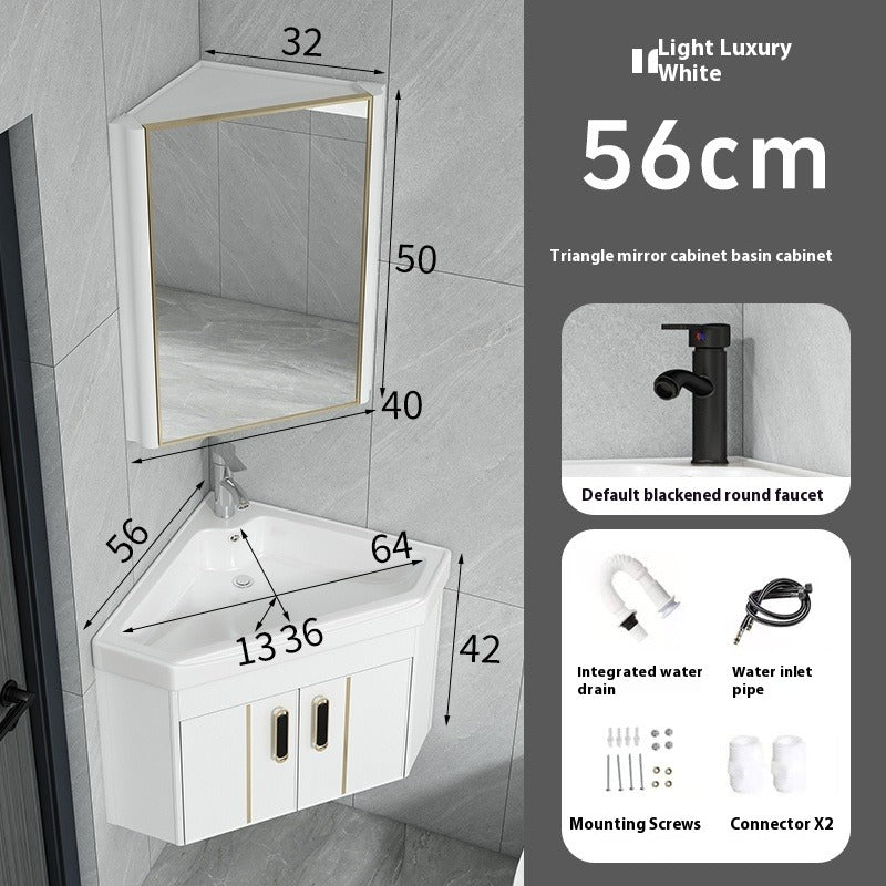 Wall-Mounted Corner Bathroom Vanity – Triangle Ceramic Basin Set for Small Bathrooms & Balconies