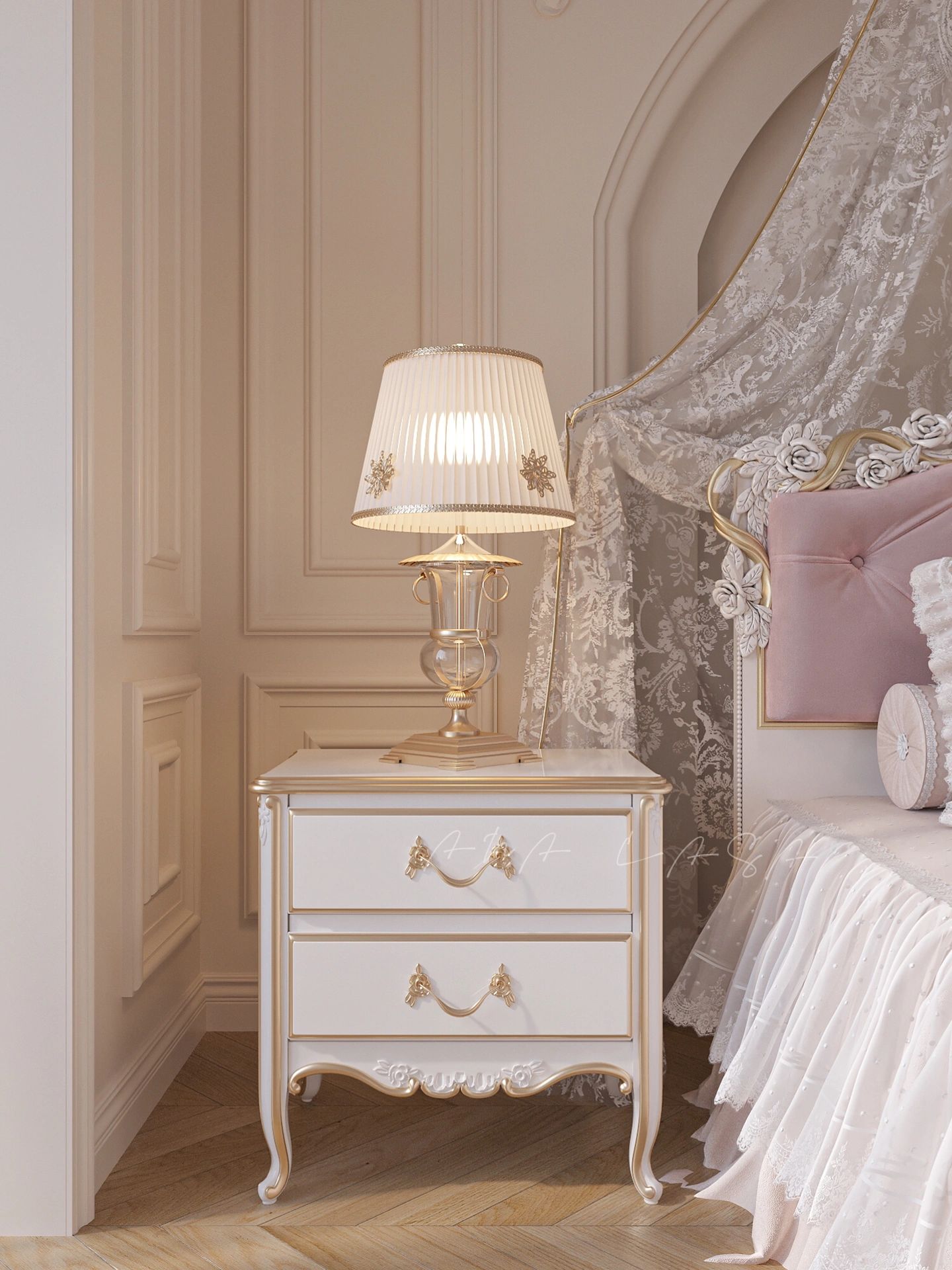 Elegant French-Style Solid Wood Princess Bed with Carved Details for Master Bedroom