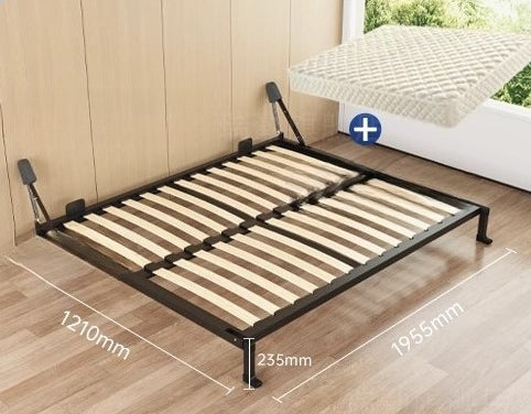 Wall-Mounted Folding Bed with Mattress, Eco-Friendly Wood Slats, Reinforced Double Steel Frame, and Silent Corner Bracing