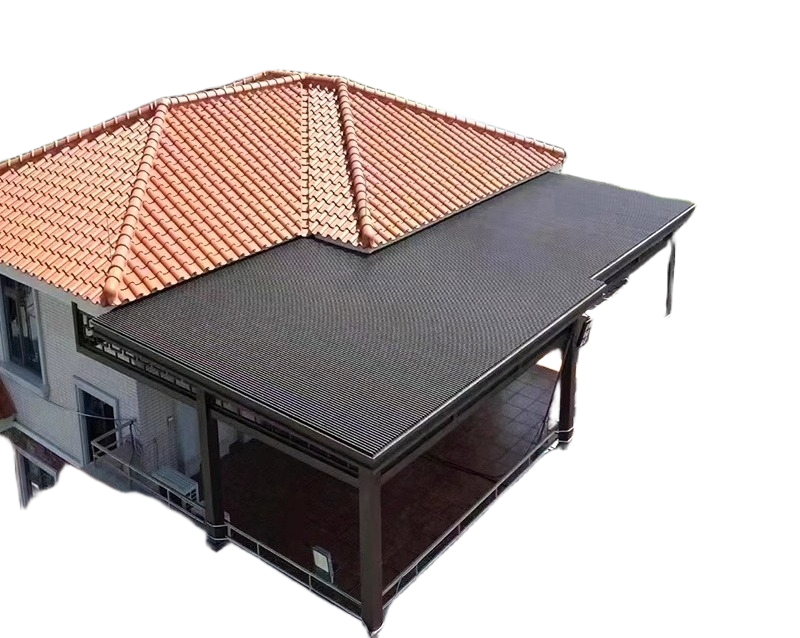 Rooftop Aluminum Pergola with Heat-Insulated Panels for Rain & Sun Protection in Courtyard Villas