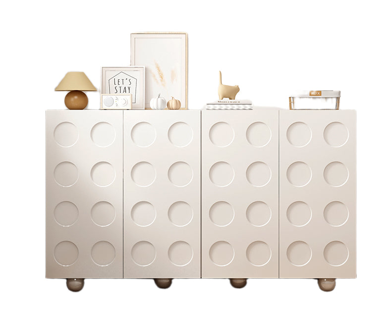 White Solid Wood Entryway Shoe Cabinet – Vintage Large-Capacity Storage Unit for Home Entrance