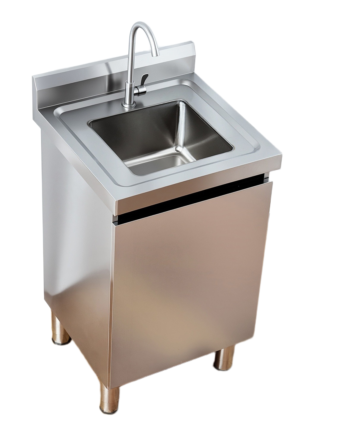 Stainless Steel Prep & Checkout Table – Integrated Sink, Workstation & Storage Cabinet for Kitchen or Retail Use