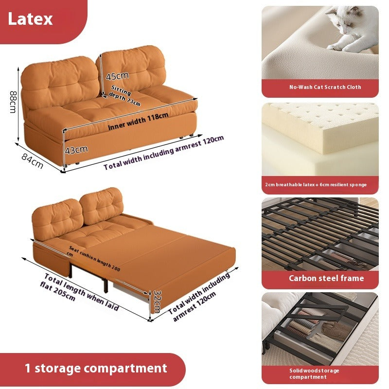 Cloud Sofa Bed with Pull-Out Storage for Small Living Rooms & Tatami Spaces