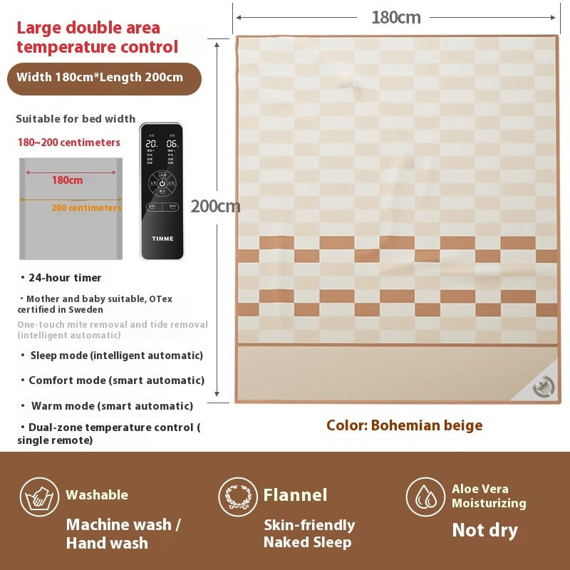 4-Zone Electric Blanket for Single or Double Bed with Adjustable Temperature & Safety Protection
