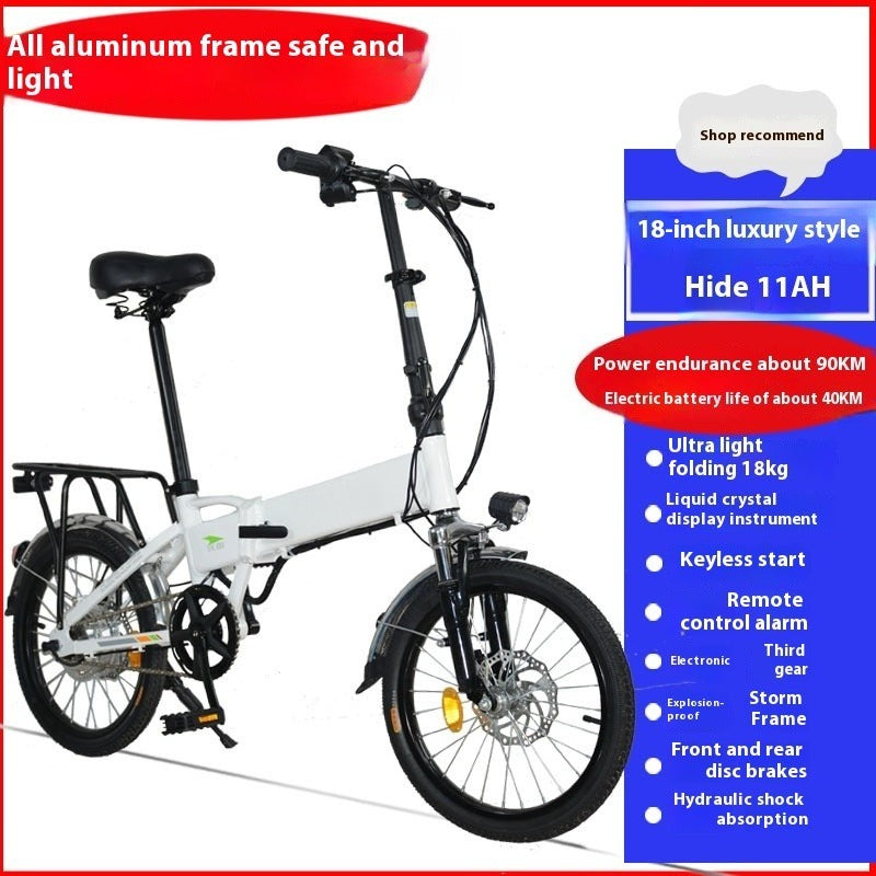 Ultra-Lightweight Foldable Electric Commuter Bike with 1000W Motor, 20-Inch Wheels, and Keyless Start