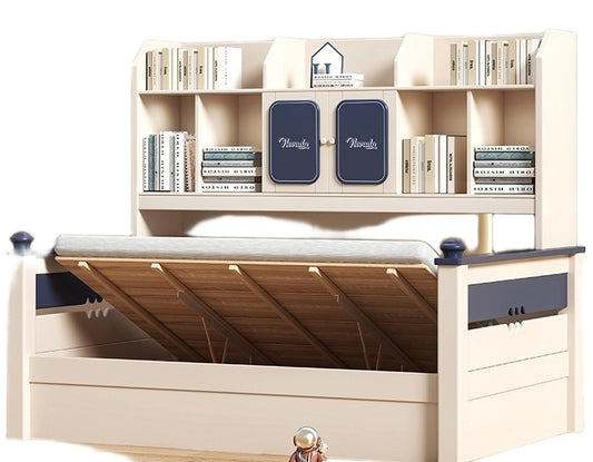 Elegant Cherry Wood Kids' Bed with Integrated Wardrobe and Storage - New